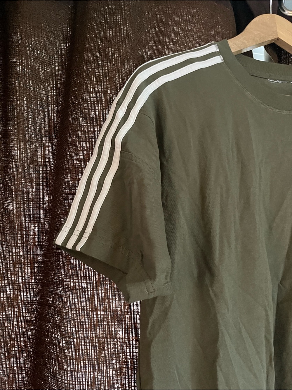 adidas Parley Olive Green Short Sleeve 3-Stripe Crew Tee - Picture 4 of 5